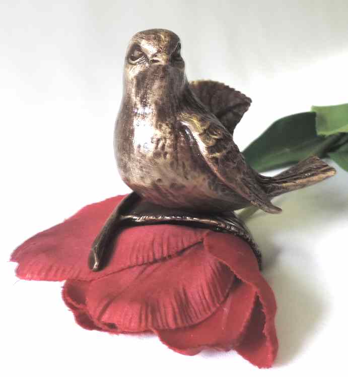 Vogel auf Blatt, Grabschmuck, zur Wandbefestigung