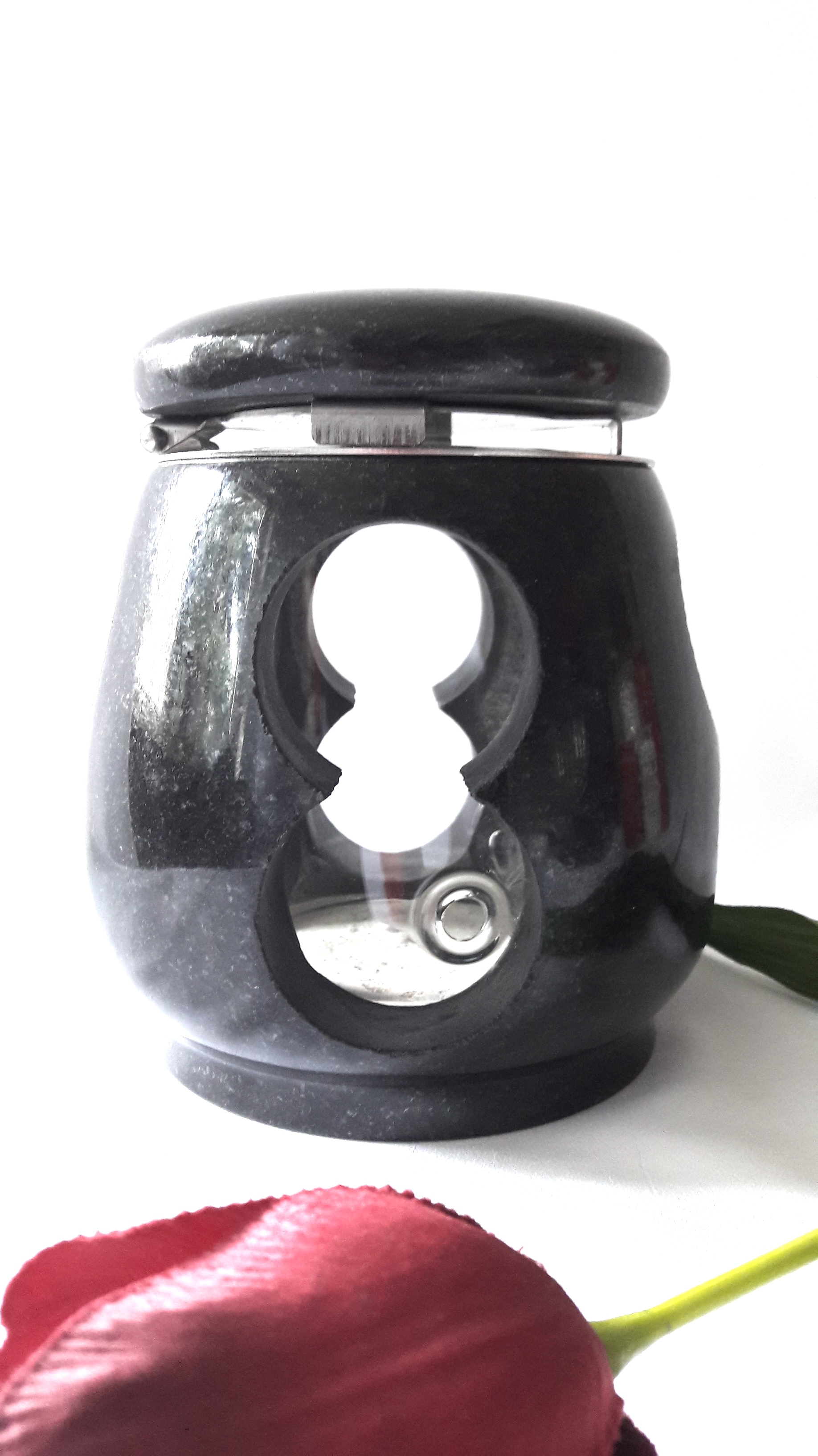 Grablaterne, Urnengrab, kleine Steinlampe 15 cm H