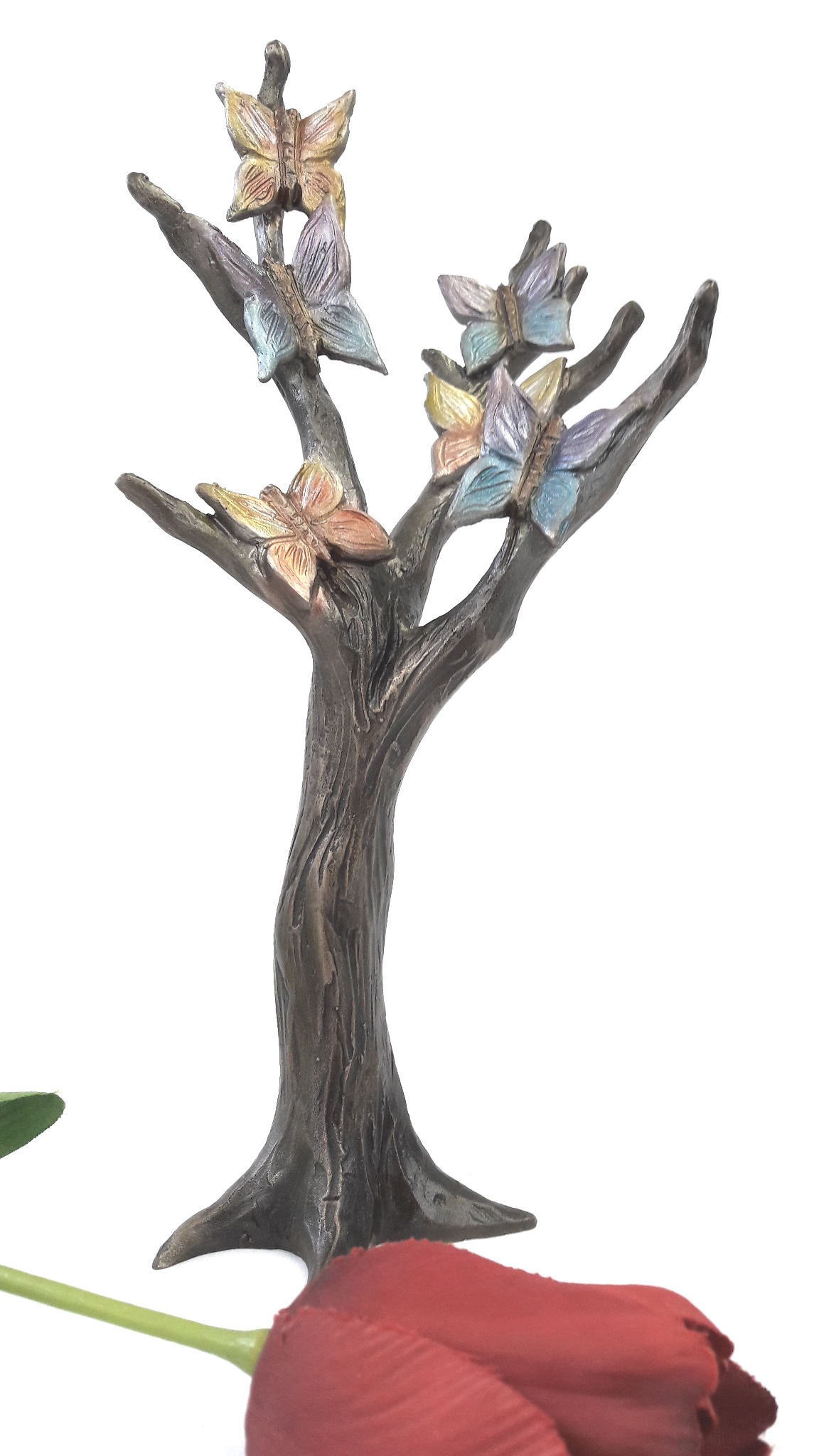 Grabschmuck, Baum mit Schmetterlingen Bronze 24 cm H