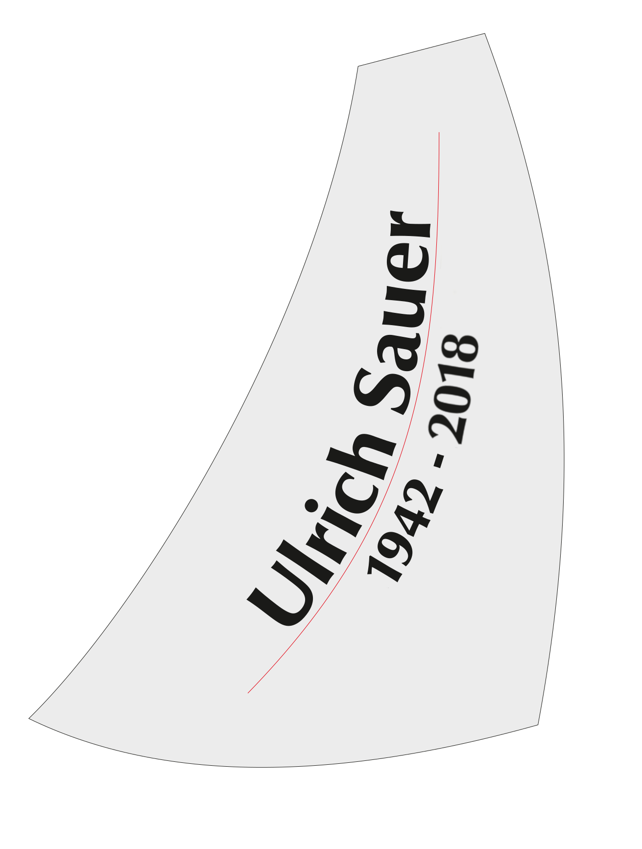 Segelschiff mit Inschrift, Sockel und Erdspieß