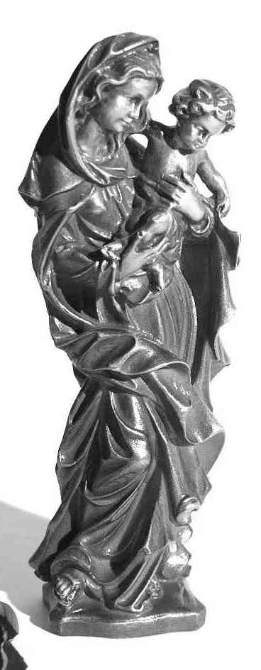 Madonna mit Jesuskind, Muttergottes, Bronzestatue, Grabschmuck