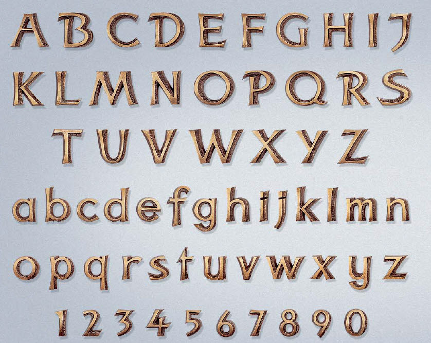 Bronzebuchstaben, "Kontur", Grabstein, Schrift, Einzelbuchstaben