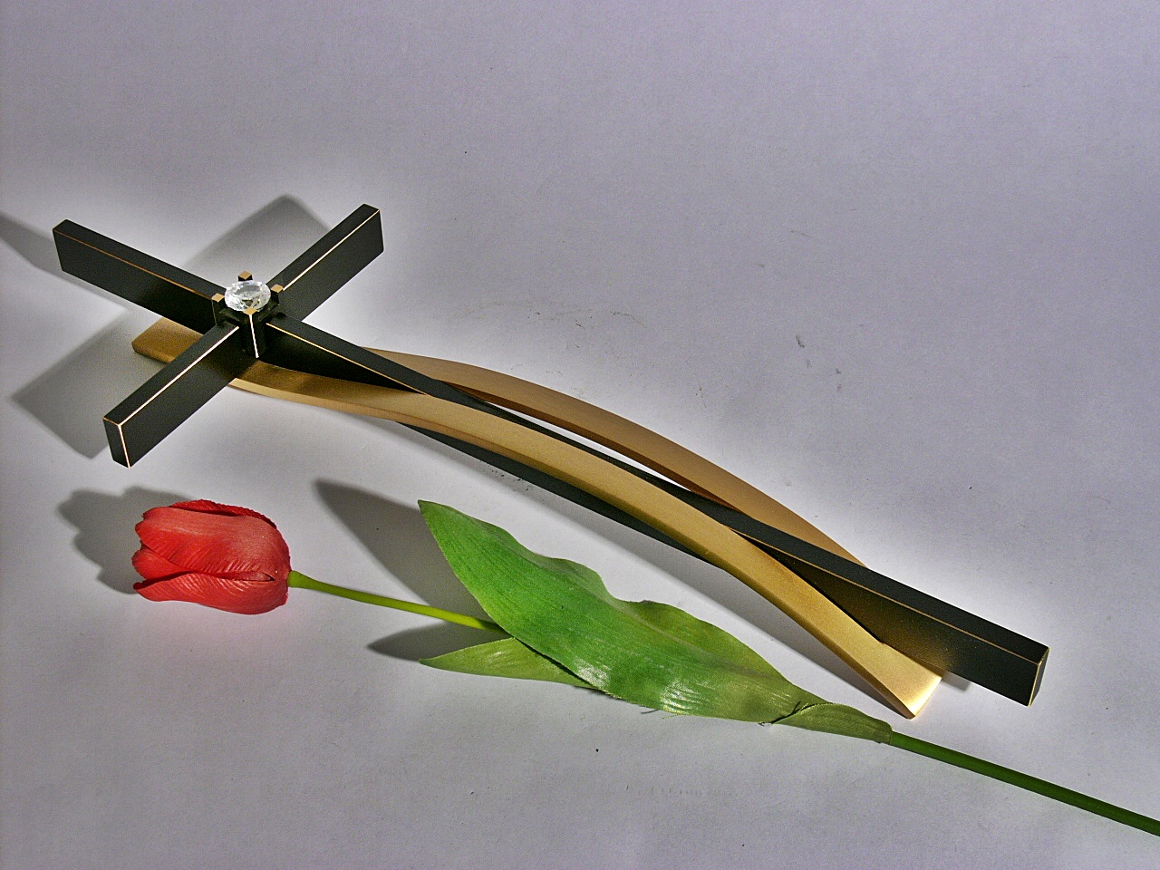 Grabkreuz, mit Swaroswski Kristall