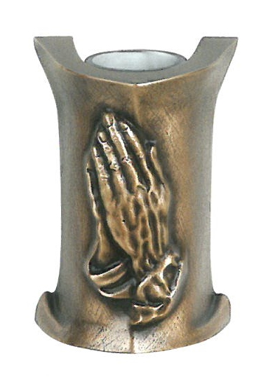 Urnengrabvase, Wandväschen,mit betenden Händen, 11 cm H, 7 cm B