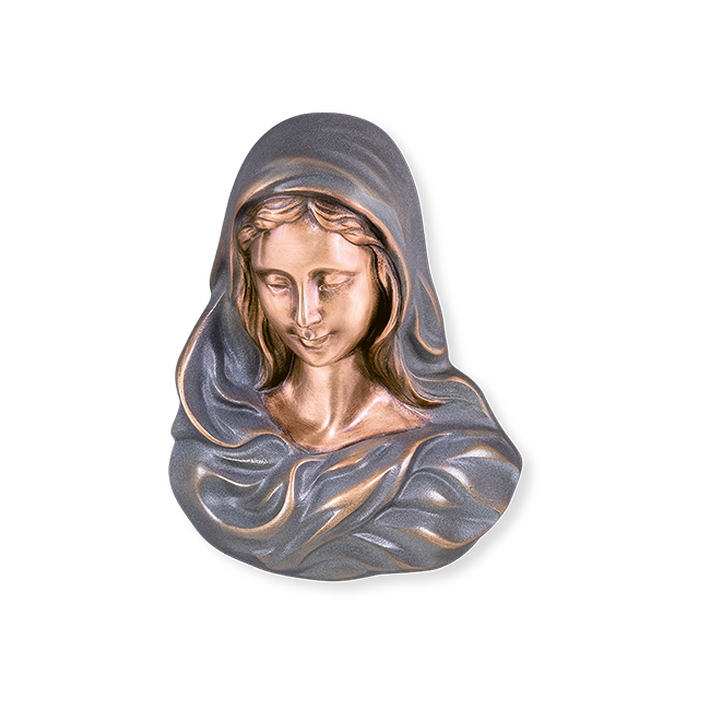 Madonna, 3/4plastisch, Jungfrau Maria, Bronze, Grabschmuck