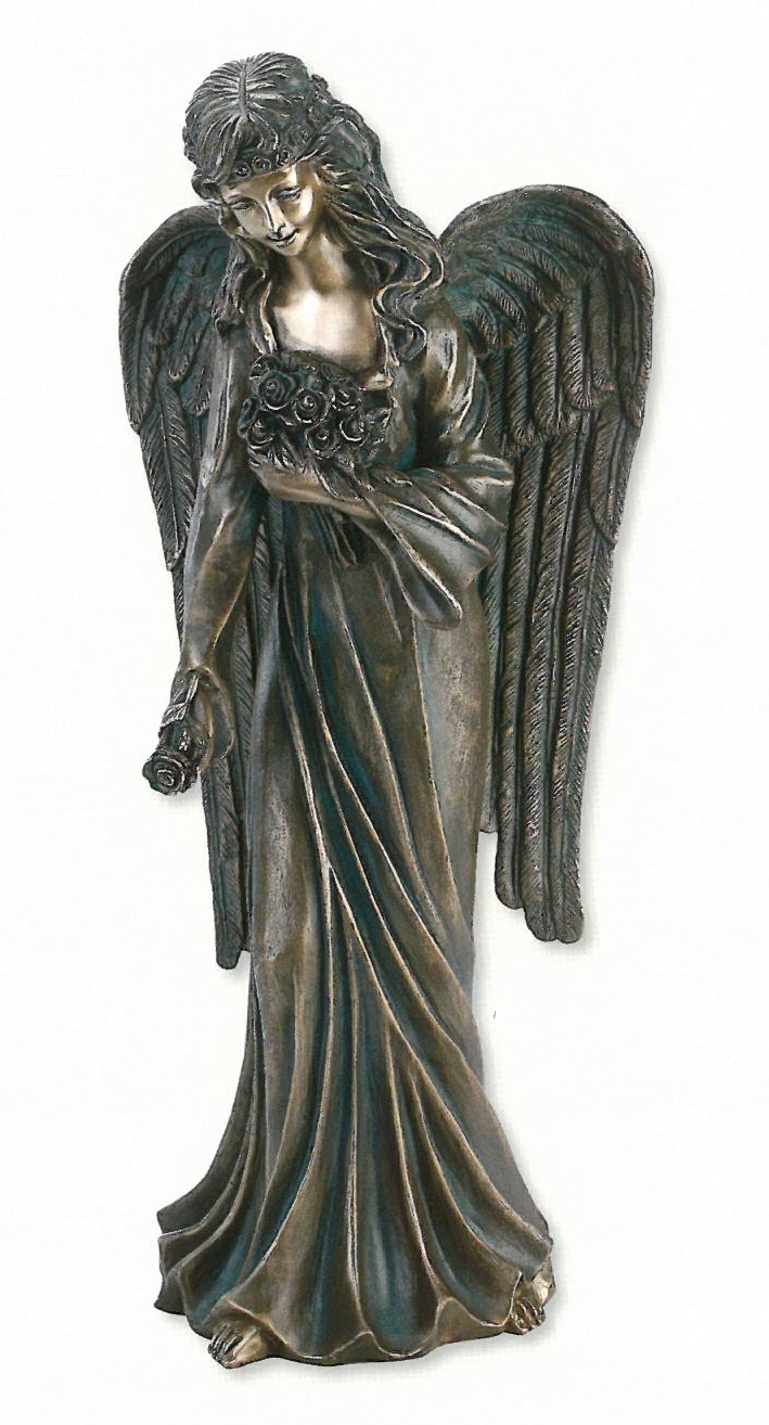 Engelskulptur, mit Rosen, Grabschmuck, 60 cm H