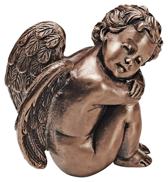 Grabengel, kleiner Engel, Grabschmuck, Bronze