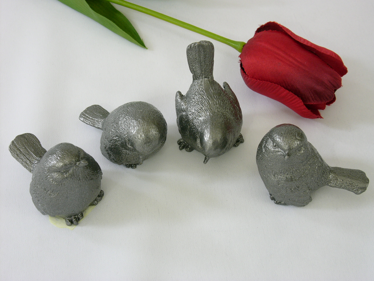 Sperlingsgruppe Bronze silberfarben