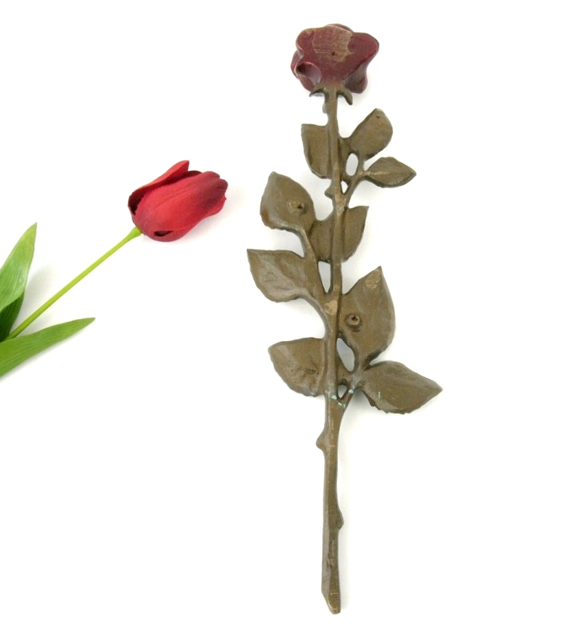 Baccararose, 3/4- plastisch, Blumen aus Bronze, Grabschmuck