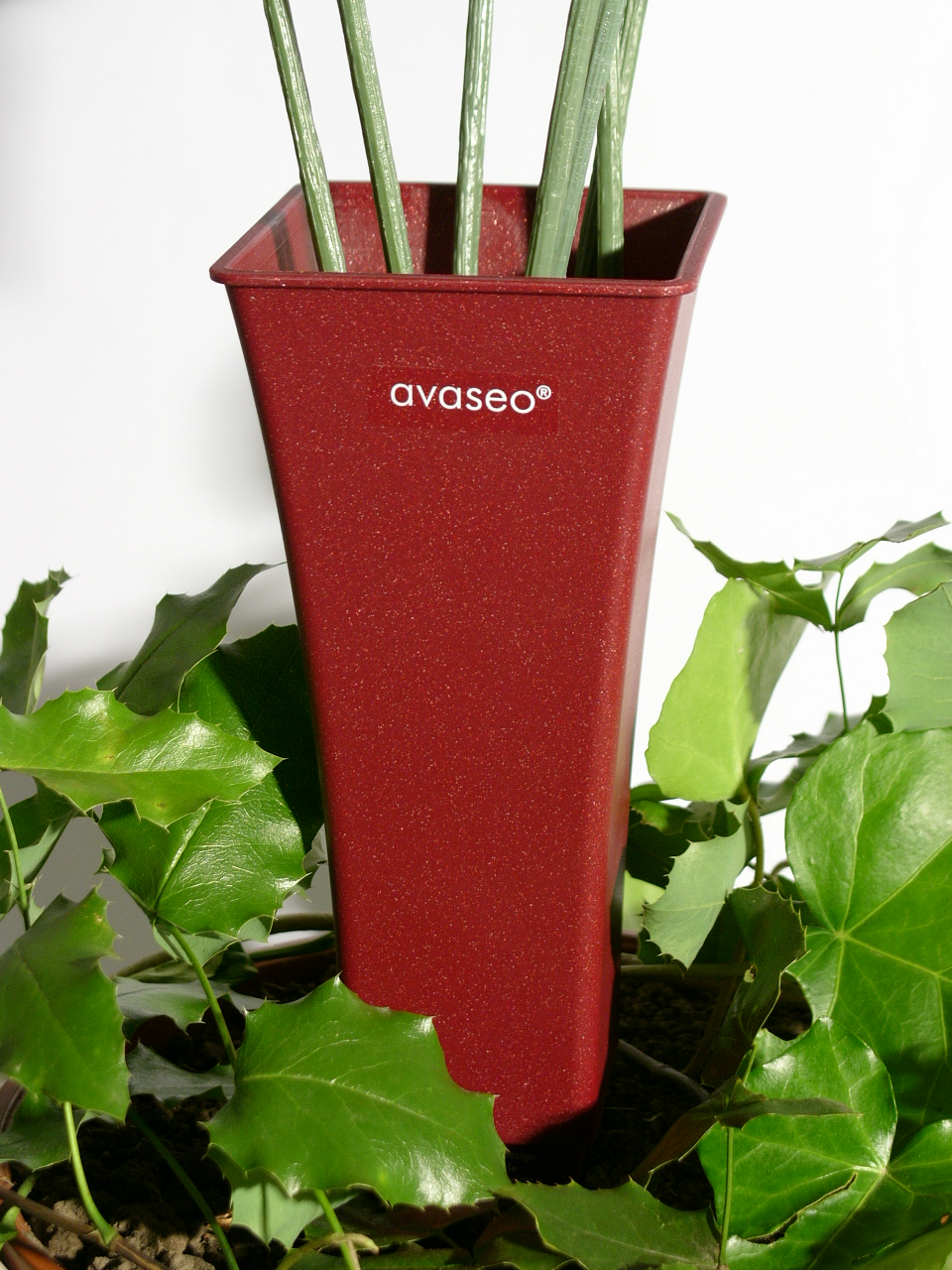Grabsteckvase, Grabvase, Plastik, bordeauxrot
