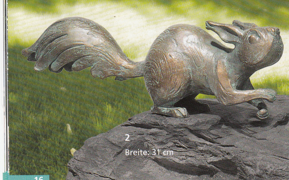 Eichhörnchen, "auf der Hut", Bronze, Gartenskulptur, Gartenfigur