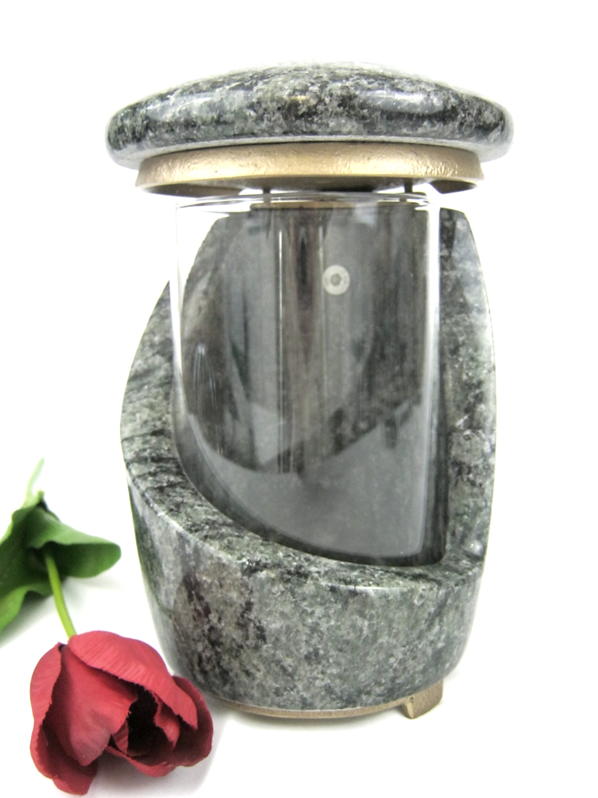 Granitlaterne, Grablampe, aus Stein, grünschwarz