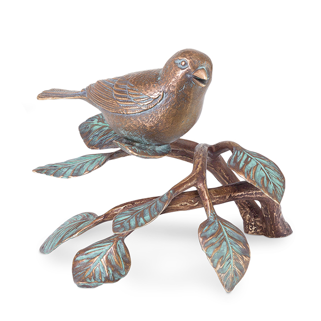 Vogel auf Ast, Bronze coloriert