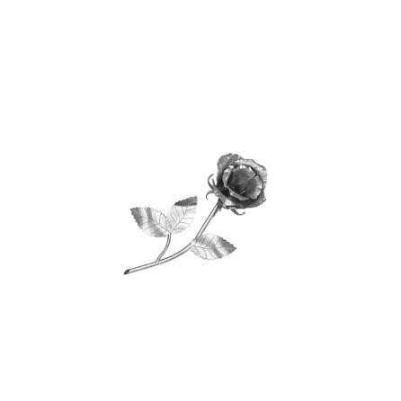 Grabschmuck, Edelstahl- Rose, 17 cm, Rosenzweig, ewiger Blumenschmuck