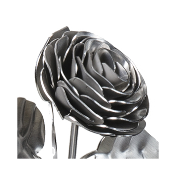Rose, Inox, Edelstahl, mit gefüllter Blüte, bis 60 cm Länge